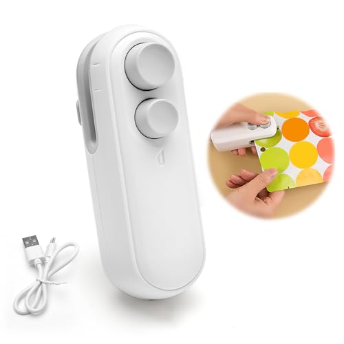 TNSLAND Mini soldadora de láminas 2 en 1 con cortador, recargable, selladora al vacío pequeña, soldadora con succión magnética, sellador de mano al vacío para bolsas, bolsas de plástico