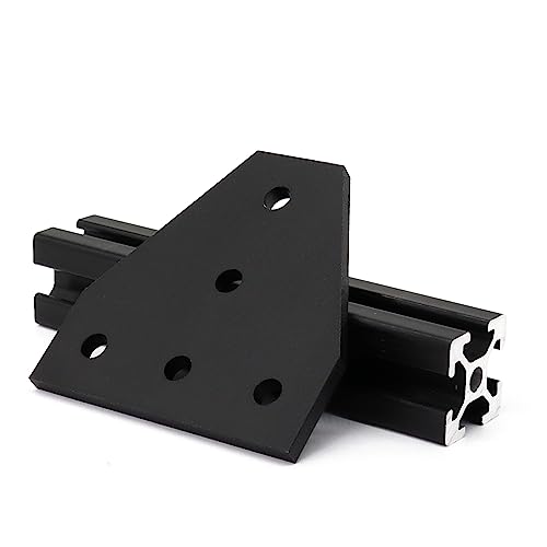 Image of 8 Sets 2020 Aluminum Extrusion T Slot Corner Bracket 20 Series Extruded Hardware T Shape Joint Plate with Nut Bolt for 20 /20 20mm T V Slot Black Aluminum Profile Connector Accessories