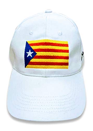 Gorra Bandera Catalana Estelada con Tres Bordados, Unisex, edición Limitada, Blanco