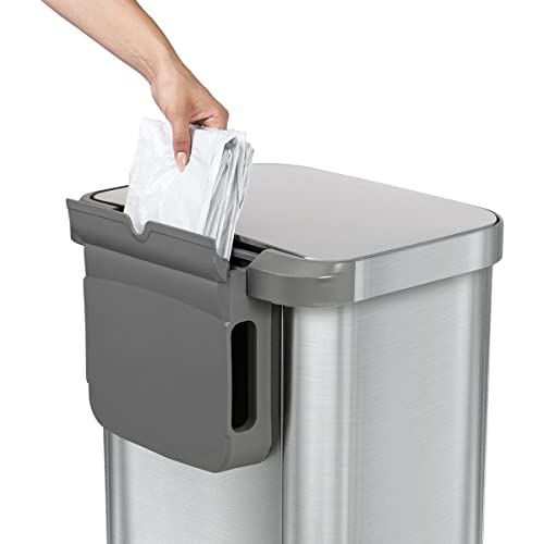 Glad Stainless Steel Step Trash Can With Clorox Odor Protection | Large Metal Kitchen Garbage Bin With Soft Close Lid, Foot Pedal And Waste Bag Roll Holder, 13 Gallon, All Stainless #TOP5