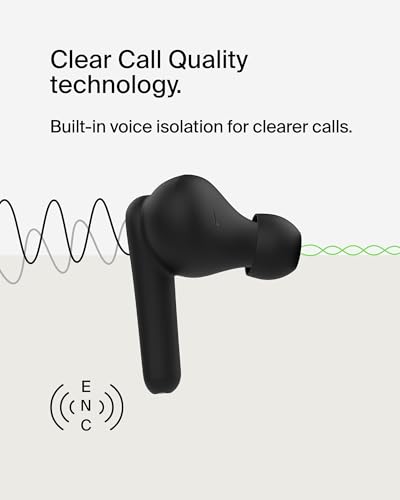 Image of Belkin Soundform Rhythm True Wireless Earbuds with Built-in Mic, 2-Device Connection, 28H Battery Life, IPX5 Water Resistance - Bluetooth Earphones for iPhone, Ipad, Galaxy, Pixel, & More - White