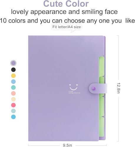 Image of Corslet Expanding File Folder, Aesthetic Folders for School, Accordion File Organizer, Aesthetic Folder with Labels,5 Pockets Important Document Folders for School Office Home (Pack of 6)