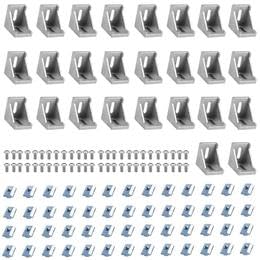 Image of 24pcs 4040 Aluminum Extrusion Corner Bracket Silver 4040 Hardware V-Slot Accessories T-Slot with Screws for 8020 Aluminum Profile 3D Printer Accessories