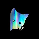 Peeking Cat Silhouette Vinyl Decal Notebook Car Laptop 4' x 5.5' (Holographic)