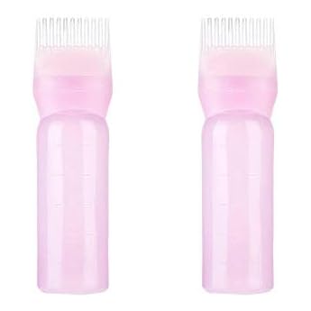 Root Comb Applicator Bottle Hair Oil Bottle Applicator Hair Applicator Bottle Hair Oil Applicator with Graduated Scale for Hair Dye Pink*2