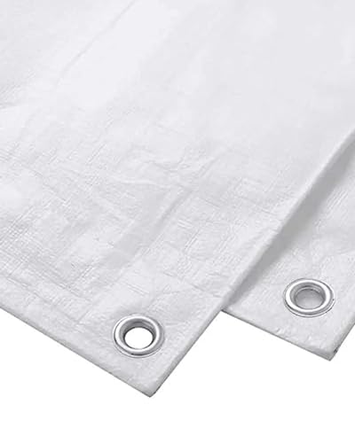 Image of Premsons Poly Tarp Cover Thick Waterproof, UV Resistant, Rip and Tear Proof Tarpaulin with Grommets & Reinforced Edges 21 x 12 feet (White)