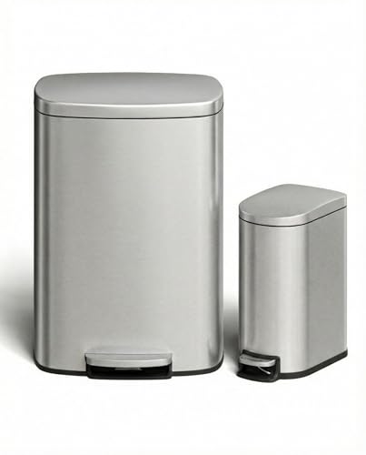 Combo set de canecas de basura rectangular de acero inoxidable 15.8 gal
