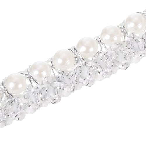 PATIKIL 10 Yard Faux Pearls Lace Ribbon