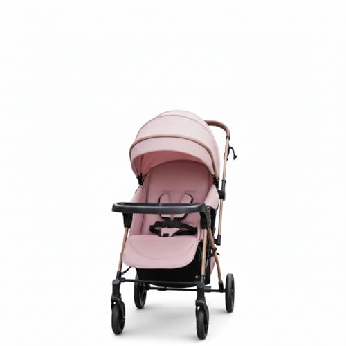 Image of Safe-O-Kid Breez Baby Rubber Wheel Stroller /Pram with 1 Year Warranty (Model - 2024) for New Born /Toddler /Kid for 0 to 3 Years Travel Friendly, 5 Point Safety Harness - Pink