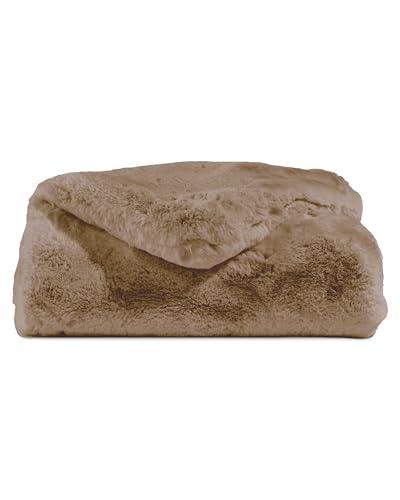 Cozy Earth Cuddle Blanket - Faux Fur Ultra-Soft Luxury Throw Blanket - Thick & Cozy Oversized Design for Lounging or Sharing - Machine Washable - Throw 60' x 50' Walnut