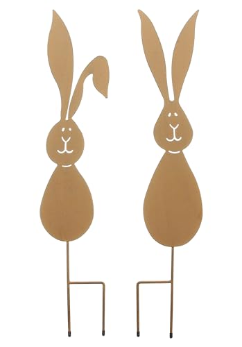 FRANK FLECHTWAREN Osterdeko, Gartenstecker Hase, 2er Set, Metall,...