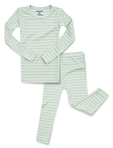 Image of AVAUMA Stripe Pattern Baby Boys Girls Pajama Set Kids Toddler Snug fit Ribbed Sleepwear pjs for Daily Life Style