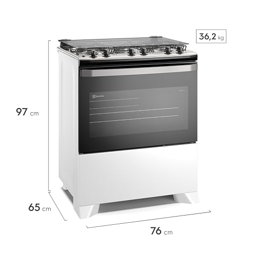 Electrolux Fogão 5 bocas Electrolux Branco Efficient Mesa Inox, PerfectCook e VaporBake® (FE5IW) Bivolt