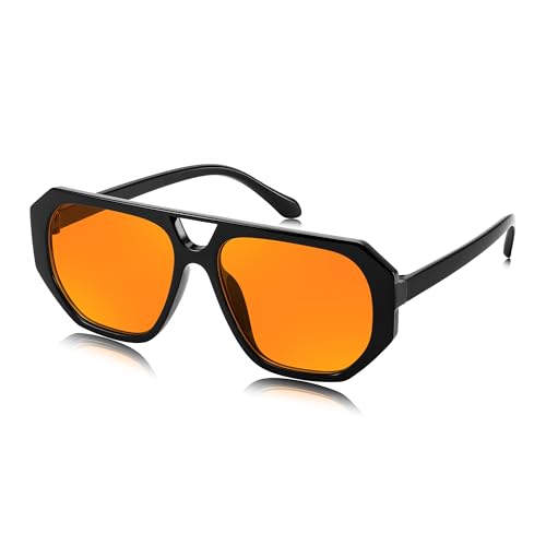 FEISEDY Retro Square Pilot Sunglasses Women Men 70s Vintage Trendy Plastic Frame Sun Glasses B4164