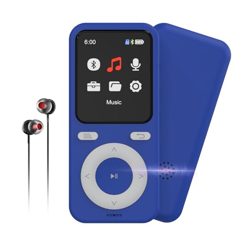 64GB MP3 Player with Bluetooth,Bluetooth Portable HiFi Lossless Sound MP3 Player with Speaker,Voice Recorder,Shuffle for Kids,Hiking,Running,Micro SD Card up to 128GB(Earbuds Included)