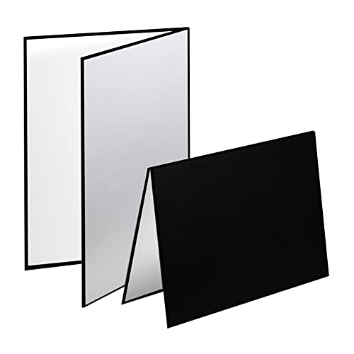 Meking 3 in 1 Photography Reflector Cardboard 17 x 12 inches Folding Light Diffuser Board for Still Life Product and Food Photo Shooting - Black Silver and White 2 Packs