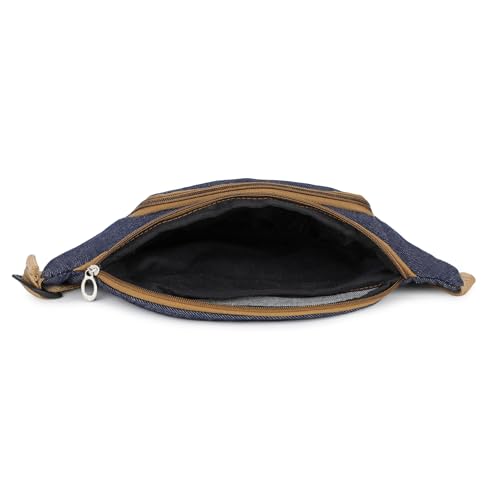 Image of K London Stylish Denim Blue Waist Bag Elegant Style Travel Pouch Passport Holder with Adjustable Strap(2146 Denim Blue)