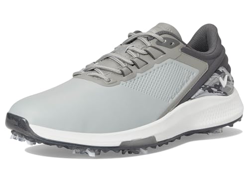 Image of Callaway Mens Coronado v4 Golf Shoes Grey /Charcoal 14 Medium | Waterproof opti-dri Microfiber Leather, ForgedFoam Midsole, 7 Spike TPU Fusion-Lite Outsole,Removable Tour Flex Pro Cleats