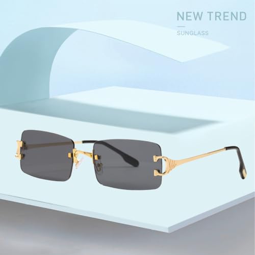Lunettes de soleil rectangles sans monture ultra légères au design minimaliste - 3