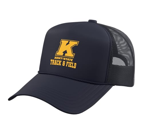 Kent State University Golden Flashes KS10 Trucker Hat with Adjustable Mesh Back, Navy Blue