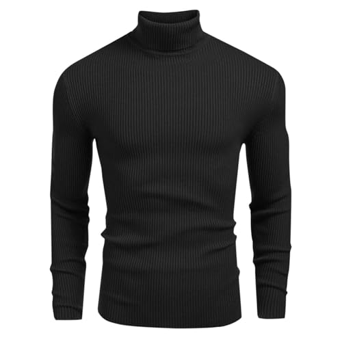 for Mens Winter Fall Long Sleeve Turtle Neck Sweater Thick Crochet Thermal Knit Basic Man 2025 Y2K