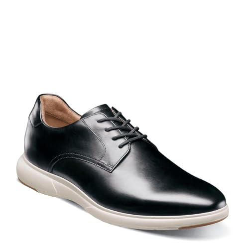Florsheim Zapatos Oxford con puntera lisa para hombre, Suela blanca y negra., 38.5 EU