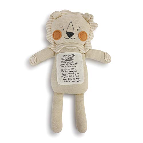 DEMDACO Brave Little Lion Tan Stripe 16 inch Polyester Plush Fabric Figure Toy