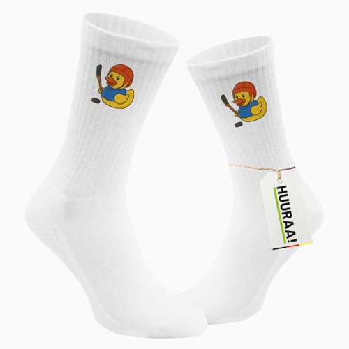 Huuraa Unisex Tennissocken Quietscheente Eishockey Gummiente Hockey Geschenk Größe 42/46 White Motiv Sportsocken Quietscheente Eishockey Präsent Huuraa Unisex Tennissocken Quietscheente Eishockey Gummiente Hockey Geschenk Größe 42/46 White Motiv Sportsocken Quietscheente Eishockey Präsent