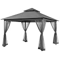 Yaheetech Patio Gazebo - 11x11 ft Outdoor Shelter Tent with Vented Top & Mesh Sidewalls & Drainage Holes, Water-Resistant for Garden/Backyard/Deck/Lawn (Dark Gray)