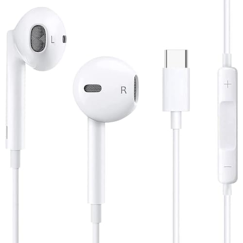 USB C Headphones for iPhone 17/16/16e/15 Pro Max/Plus Type C Earbuds Wired Earphones (Microphone & Remote Control) Noise Cancelling for lPad Pro Galaxy S23/S22/S21/S20/Ultra Note10/20 Pixel