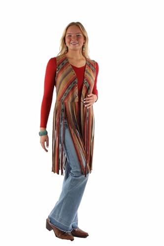 Scully Western Vest Womens Southwest Long Fringe Studs Serape F0_HC923