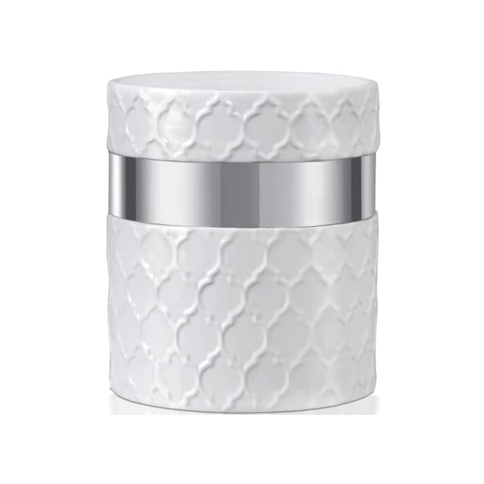 Home Acre Designs Kitchen Utensil Holder - Large Ceramic Farmhouse Countertop Crock, White/Silver