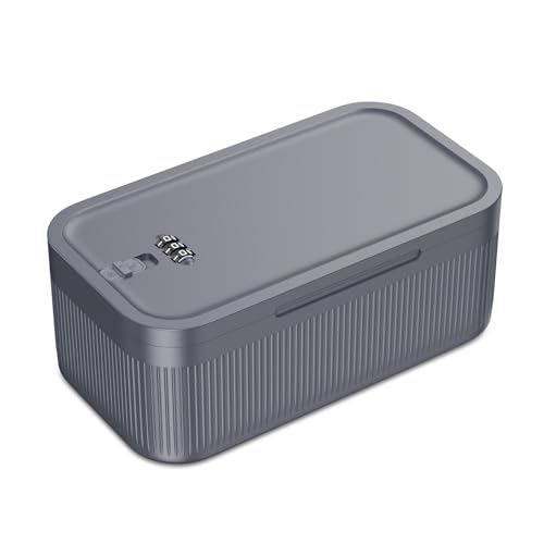 Boîte de rangement verrouillable à code petite mini cassette de sécurité grise en plastique - 2