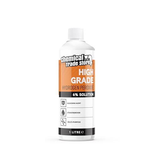 Chemical Trade Store - Hydrogen Peroxide Solution 6% - Multi-Purpose Oxidising Cleaner for Household Laundry Upholstery Stains Whitening Kitchen & Bathroom Use - 1L
