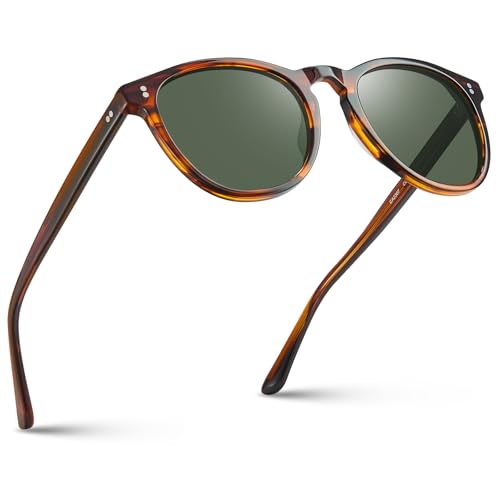 CARFIA Acetate Polarized Sunglasses for Men Trendy Retro Sun Glasses