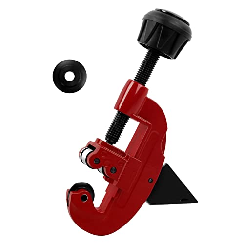 HAUTMEC Copper Pipe Cutter Tool 3-30mm(1/8 to 1-1/8) Heavy Duty Tube Cutter with an Extra Blade and Deburrer Pipe Cutters for Aluminum Copper PVC Thin Stainless Steel Tube PL7261702