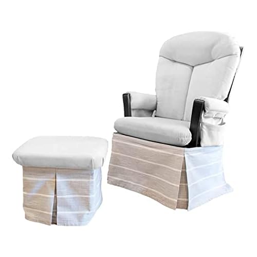 Universal Fit Safety Skirt for Glider Chair and Ottoman for Nursery, Baby Proofing Pinch Guard, Glider Chair and Ottoman Sold Separately, Striped Mineral Grey Color
