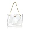 Multifunction Clear Chain Tote with Turn Lock Womens Shoulder Handbag