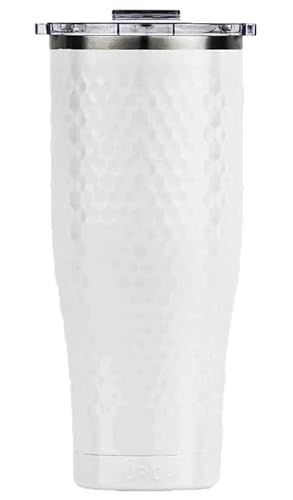 Orca Chaser 16 Oz. Limited Edition Hammered Metal Insulated Tumbler With Lid, 18/8 Stainless Steel Mug For Hot And Cold Drinks, Unique Handmade Style - 16 Oz. Pearl #TOP26