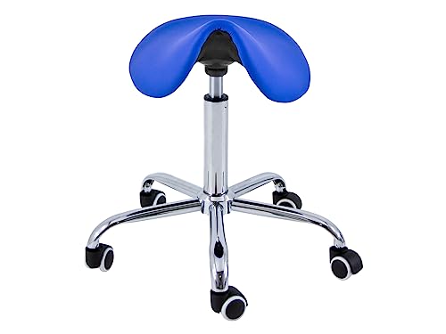 Miniatura 5 de Quirumed Taburete Pony 5 Ruedas, Base Cromada, Color Morado, Tapizado En Polipiel, Regulable En Altura, Ligero, Diseño Ergonómico, Giratorio, Hasta 150 Kg