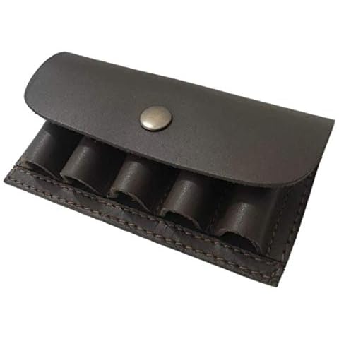 Serguio Rogetti Leather Cartridge Belt Pouch Dark Brown Shotgun Bag Shooting Gift Shell Pouch 12g 20g Cover