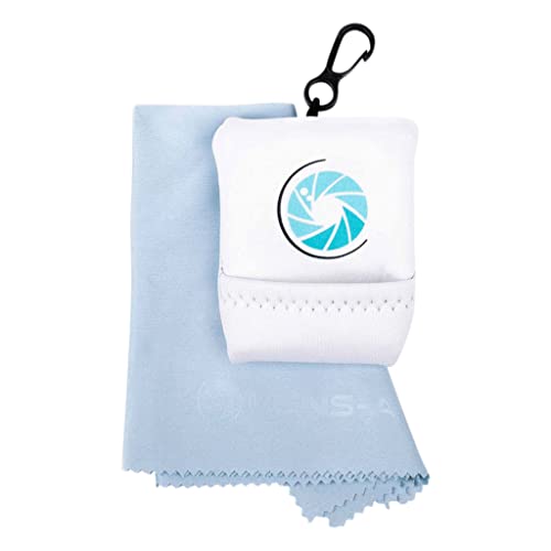 Lens-Aid Lens-Aid Chiffon de nettoyage en microfibre avec sac de rangement et mousqueton pour appareil photo, objectif, écran, ordinateur portable, smartphone et chiffon de nettoyage pour lunettes Cover