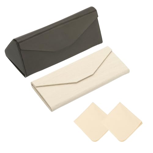 Image of PATIKIL Foldable Glasses Case, Triangle Magnetic Sunglasses Organizer Case PU Leather Eyeglass Case with Cloth for Glasses