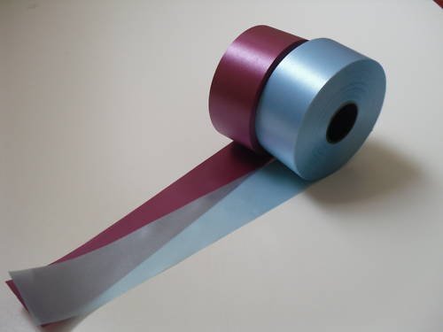 2 x 5m x 2" Football Ribbon (Claret & Blue). Packed in protective box. Floral Bouquets / Decoration / Gift Presentations / Hampers