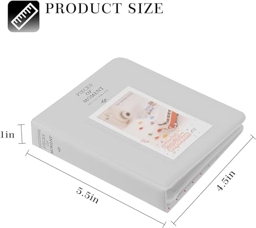 Image of ZENKO 64-Pocket Album + 5 Magnetic Frames fits Fujifilm Instax Film Roll Mini (12, 11, 9, 8, 40, Evo, Liplay), Mini Link Printer, Polaroid Snap Touch, PIC-300, Z2300 Mint Instant Cameras (Grey)