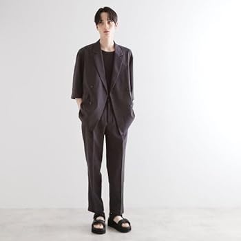 グレー ストライプ テーラードジャケットとパンツ セット　タケオキクチ　TK グレー ストライプ テーラードジャケットとパンツ セット
