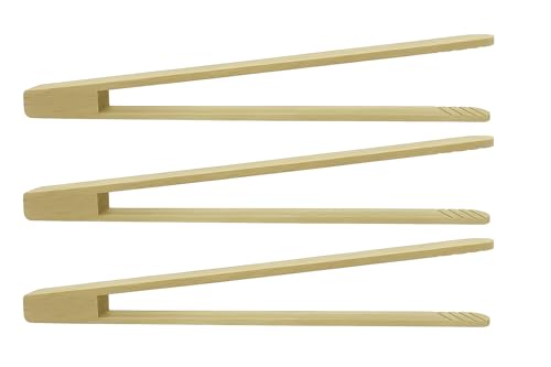 MC-Trend 3 Stück Grillzange 30 cm aus Buchenholz – nachhaltige Holz Küchenzange mit Rillen – Made in Europe (3)