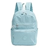 Mochila de Lona Azul Celeste, Bolsos Frontais, Zíperes de Metal (Azul)