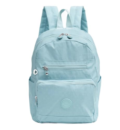 Mochila de Lona Azul Celeste, Bolsos Frontais, Zíperes de Metal (Azul)