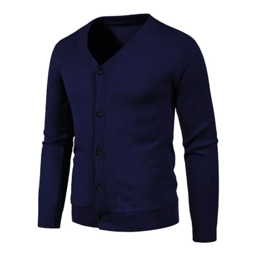 Mens Cotton Cardigan Sweater Casual Button Knit V-Neck Streetwear Outwear for Fall & Winter